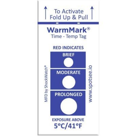 SHOCKWATCH SpotSee„¢ WarmMark® Time Temperature Indicators, 5°C/41°F, 100/Box WM 5/41